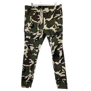 Pac Sun Green Camo/Camouflage cargo Tie Front Pants Sz Large 39x34 (E36) NW/OTs
